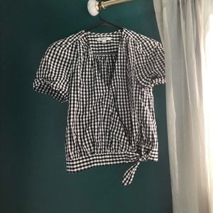 Madewell Gingham Wrap crop top
